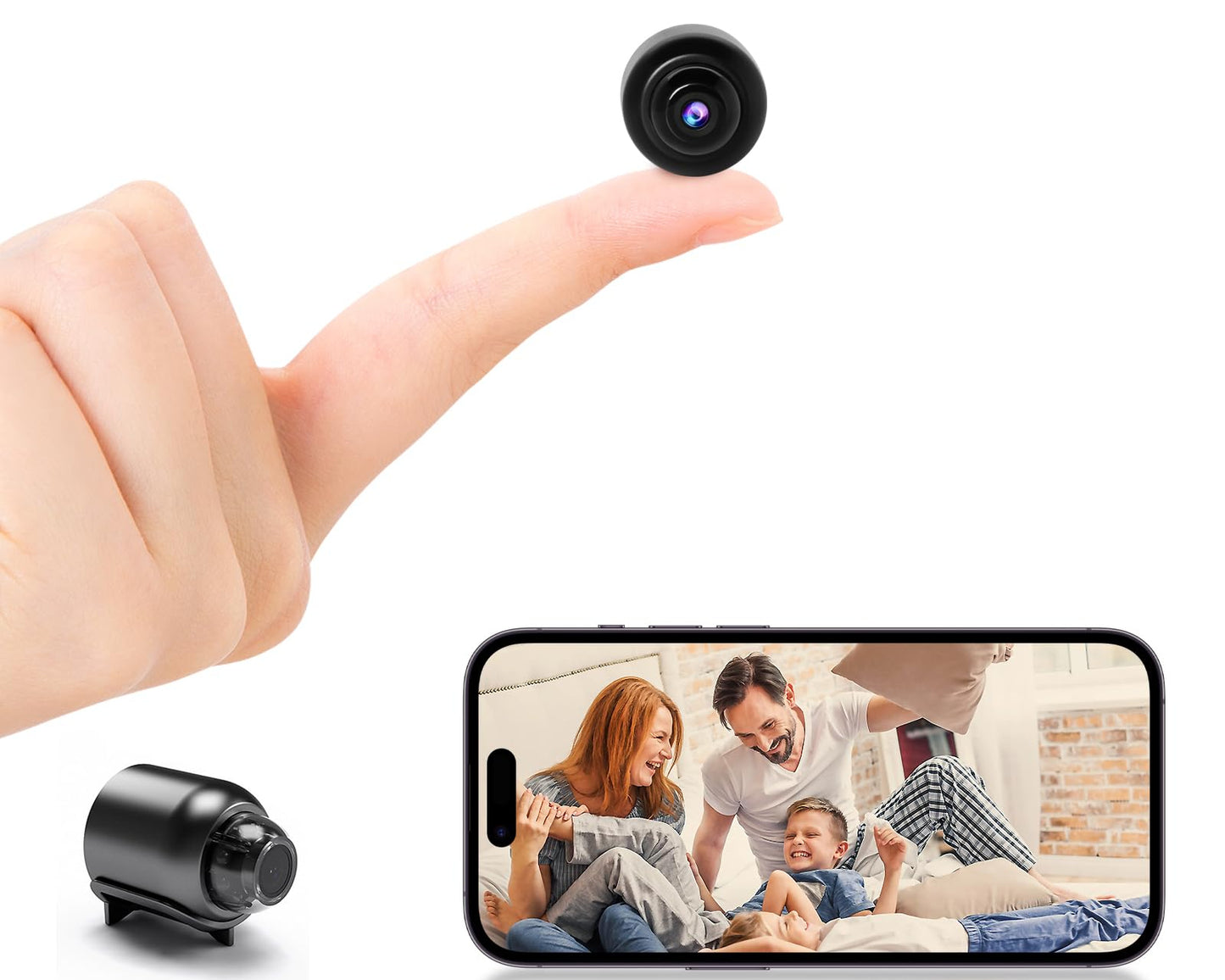 Shopi كاميرا BOUNDS Mini المخفية، كاميرا فيديو لاسلكية صغيرة، دقة عالية 1080 بكسل، رؤية ليلية، مستشعر حركة